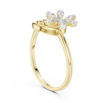 Concentric Floral Motif Lab Grown Diamond Ring