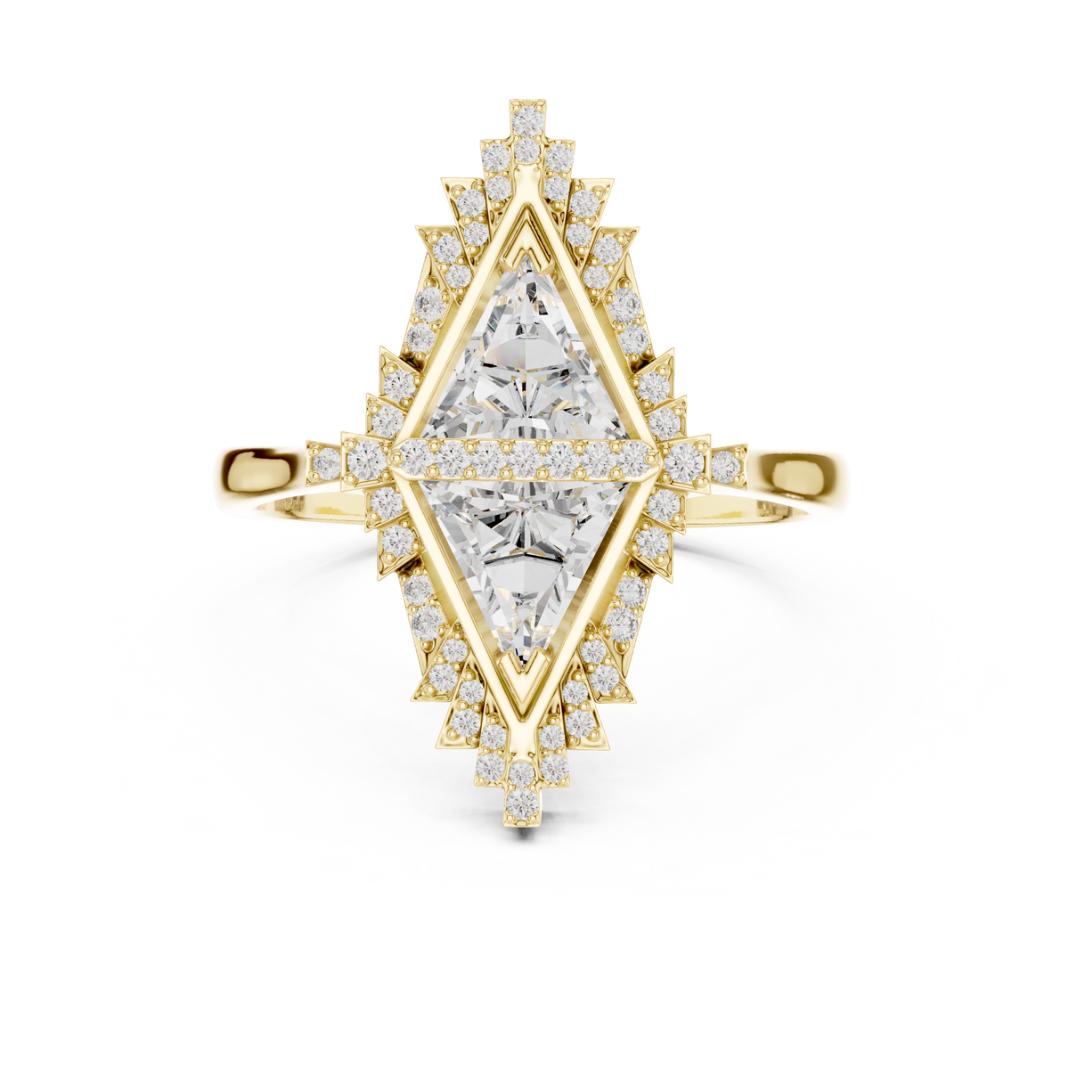 0.60 Ct Geometric Kite Cluster Pave Lab Grown Diamond Solitaire Ring