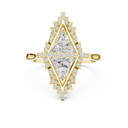 0.60 Ct Geometric Kite Cluster Pave Lab Grown Diamond Solitaire Ring