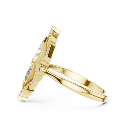 0.60 Ct Geometric Kite Cluster Pave Lab Grown Diamond Solitaire Ring