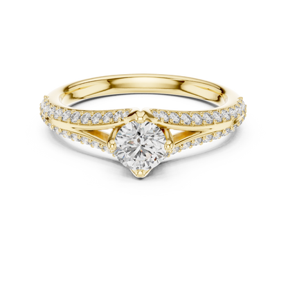 0.45 Ct Round Split Shank Pave Solitaire Lab Grown Diamond Ring