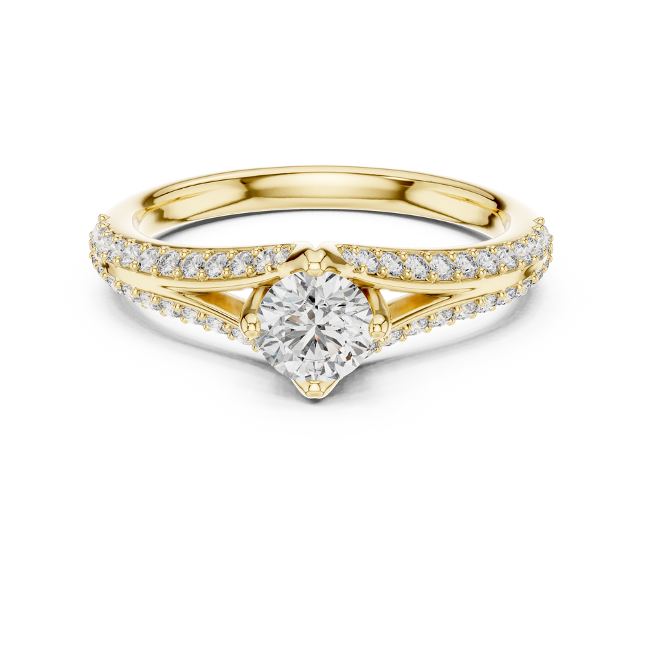 0.45 Ct Round Split Shank Pave Solitaire Lab Grown Diamond Ring
