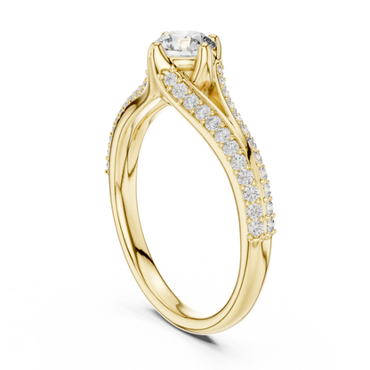 0.45 Ct Round Split Shank Pave Solitaire Lab Grown Diamond Ring