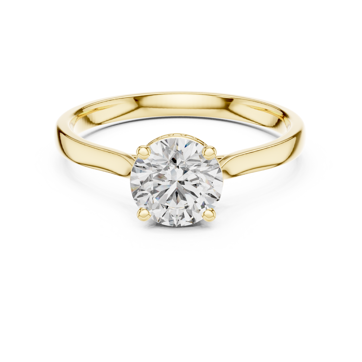 1.20 Ct Round Hidden Halo Four Prong Solitaire Pave Set Lab Grown Diamond Ring