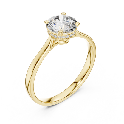 1.20 Ct Round Hidden Halo Four Prong Solitaire Pave Set Lab Grown Diamond Ring