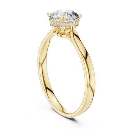 1.20 Ct Round Hidden Halo Four Prong Solitaire Pave Set Lab Grown Diamond Ring