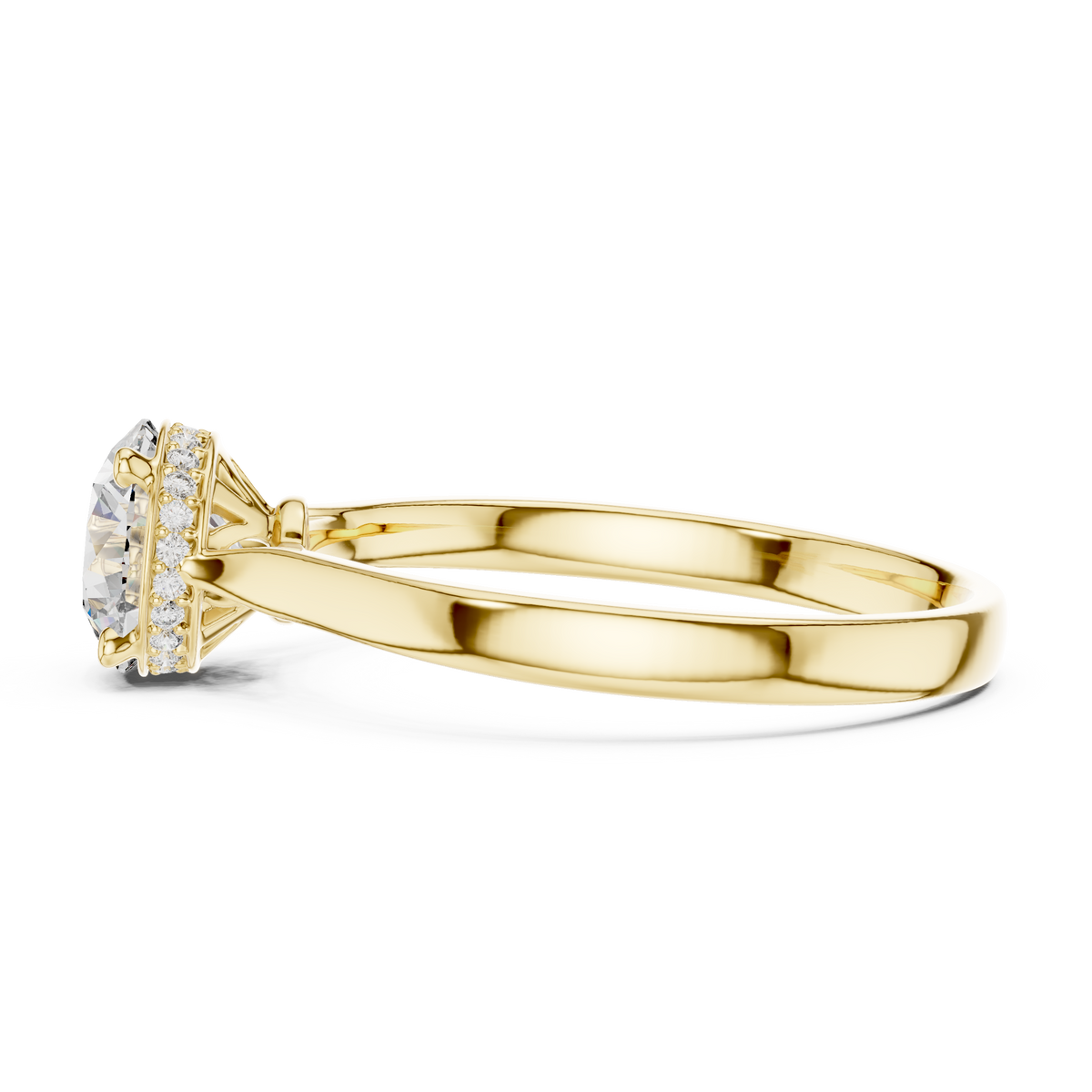 1.20 Ct Round Hidden Halo Four Prong Solitaire Pave Set Lab Grown Diamond Ring