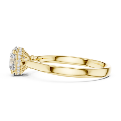 1.20 Ct Round Hidden Halo Four Prong Solitaire Pave Set Lab Grown Diamond Ring