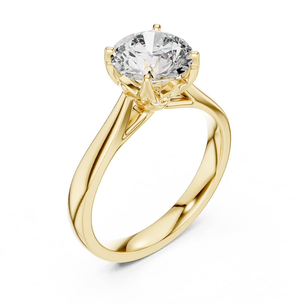 1.50 Ct Round Botanical Tulip Solitaire Lab Grown Diamond Ring