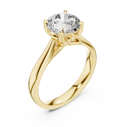 1.50 Ct Round Botanical Tulip Solitaire Lab Grown Diamond Ring