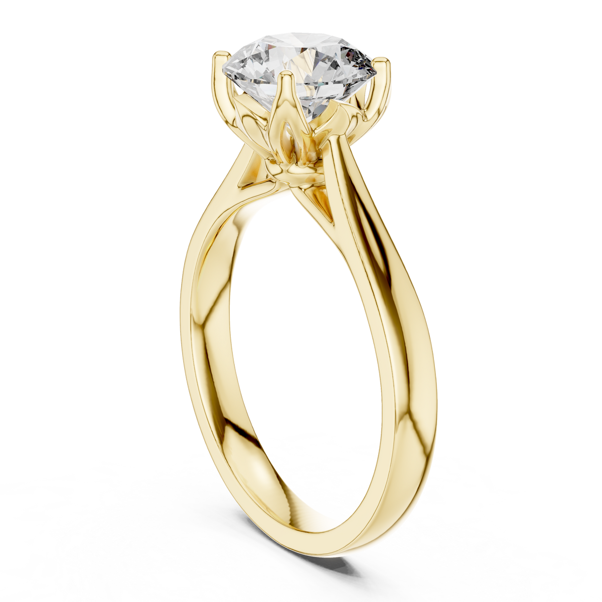 1.50 Ct Round Botanical Tulip Solitaire Lab Grown Diamond Ring