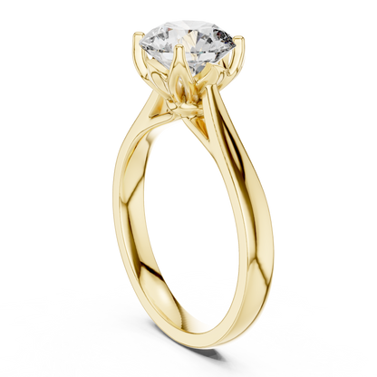 1.50 Ct Round Botanical Tulip Solitaire Lab Grown Diamond Ring