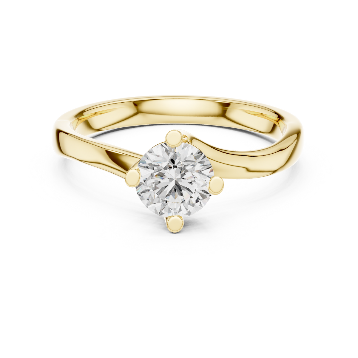 0.50 Ct Round Bypass Solitaire Lab Grown Diamond Ring