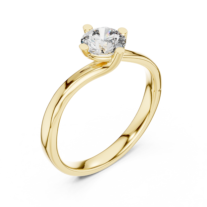 0.50 Ct Round Bypass Solitaire Lab Grown Diamond Ring