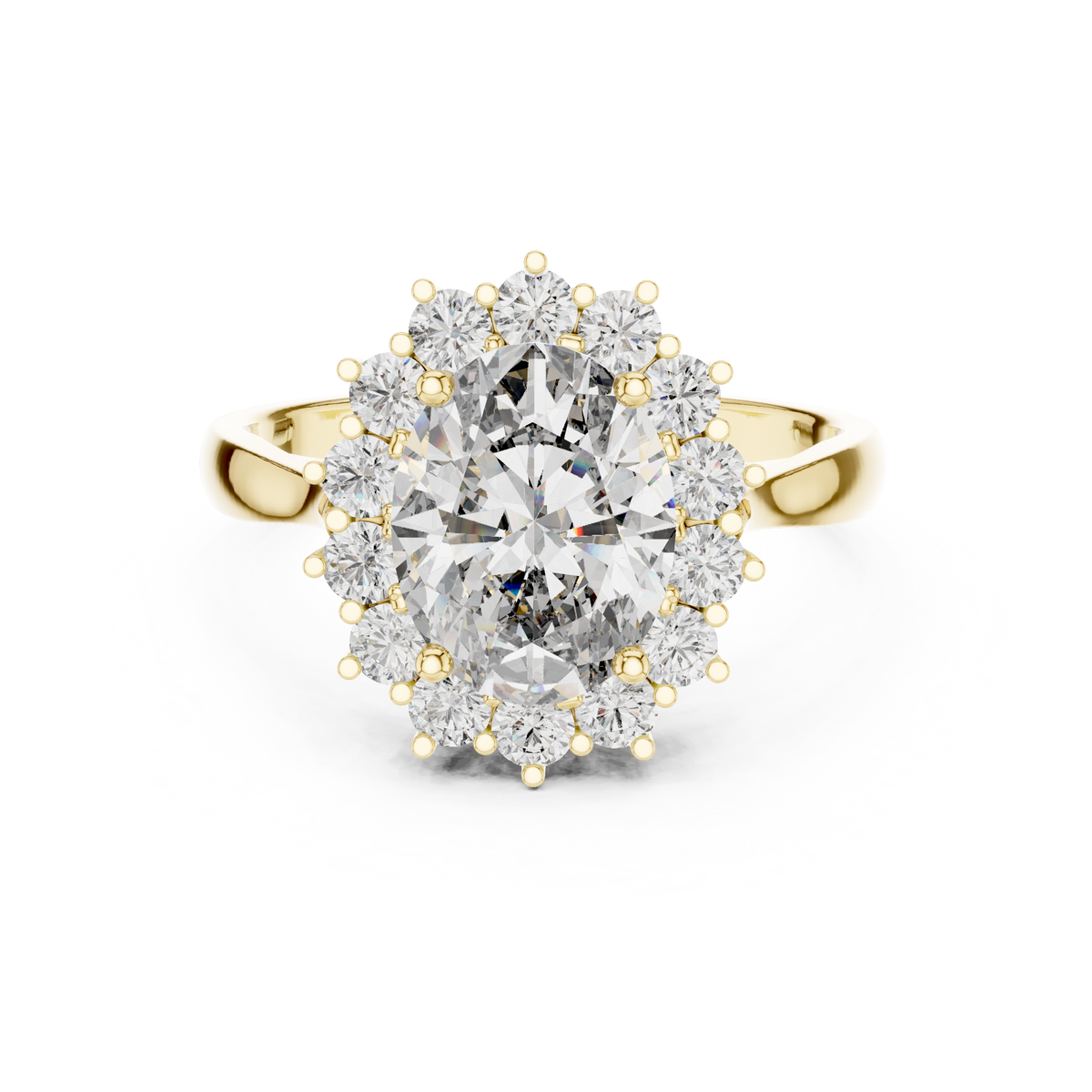 2.00 Ct Oval Floral Halo Lab Grown Diamond Solitaire Ring