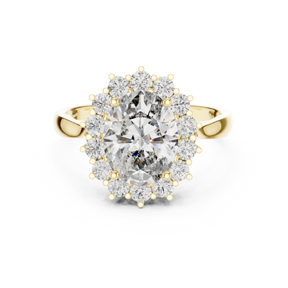 2.00 Ct Oval Floral Halo Lab Grown Diamond Solitaire Ring