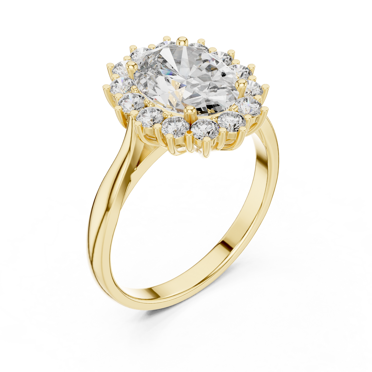 2.00 Ct Oval Floral Halo Lab Grown Diamond Solitaire Ring
