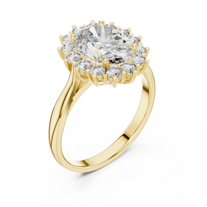 2.00 Ct Oval Floral Halo Lab Grown Diamond Solitaire Ring