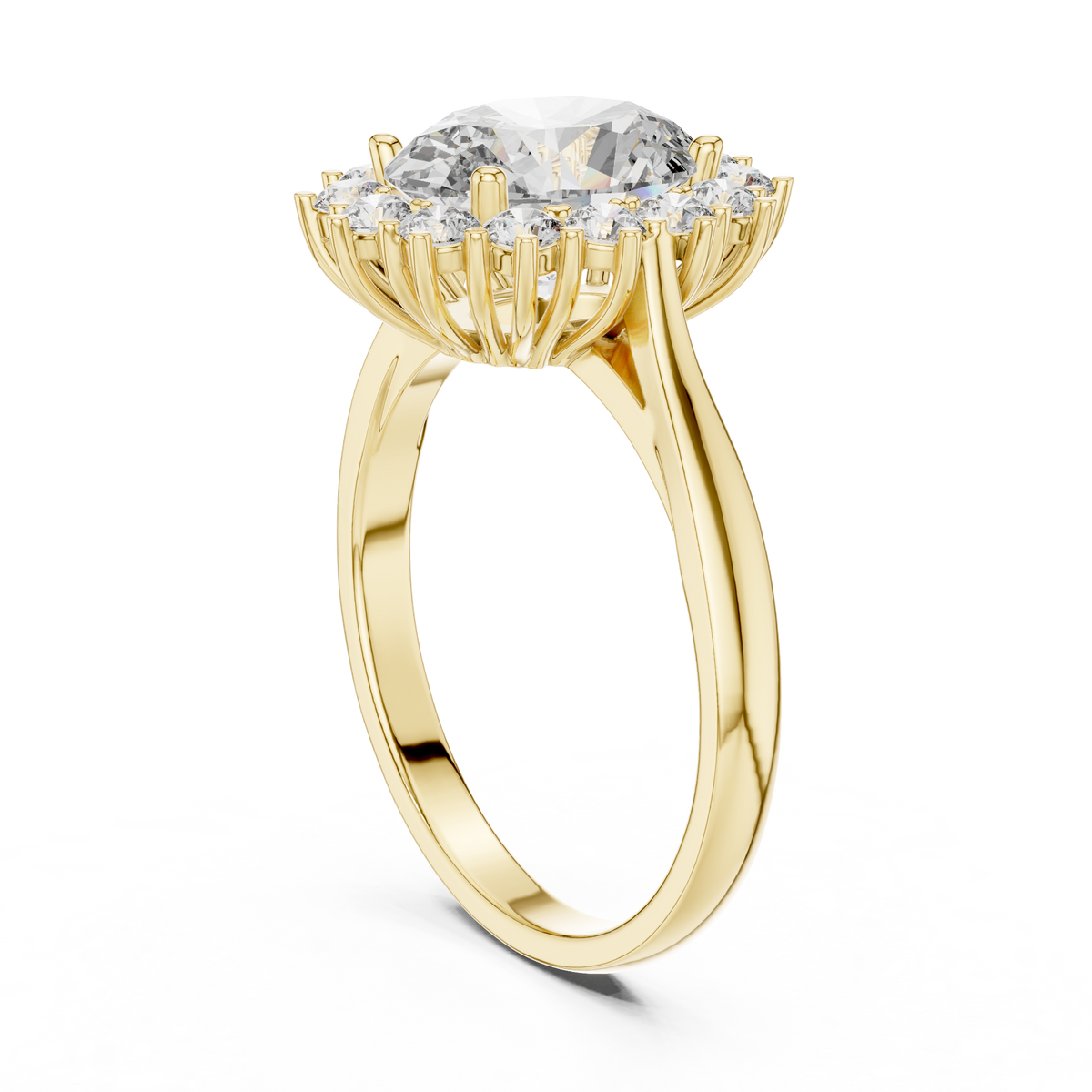 2.00 Ct Oval Floral Halo Lab Grown Diamond Solitaire Ring