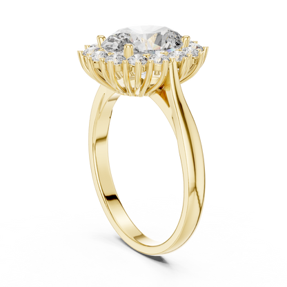 2.00 Ct Oval Floral Halo Lab Grown Diamond Solitaire Ring