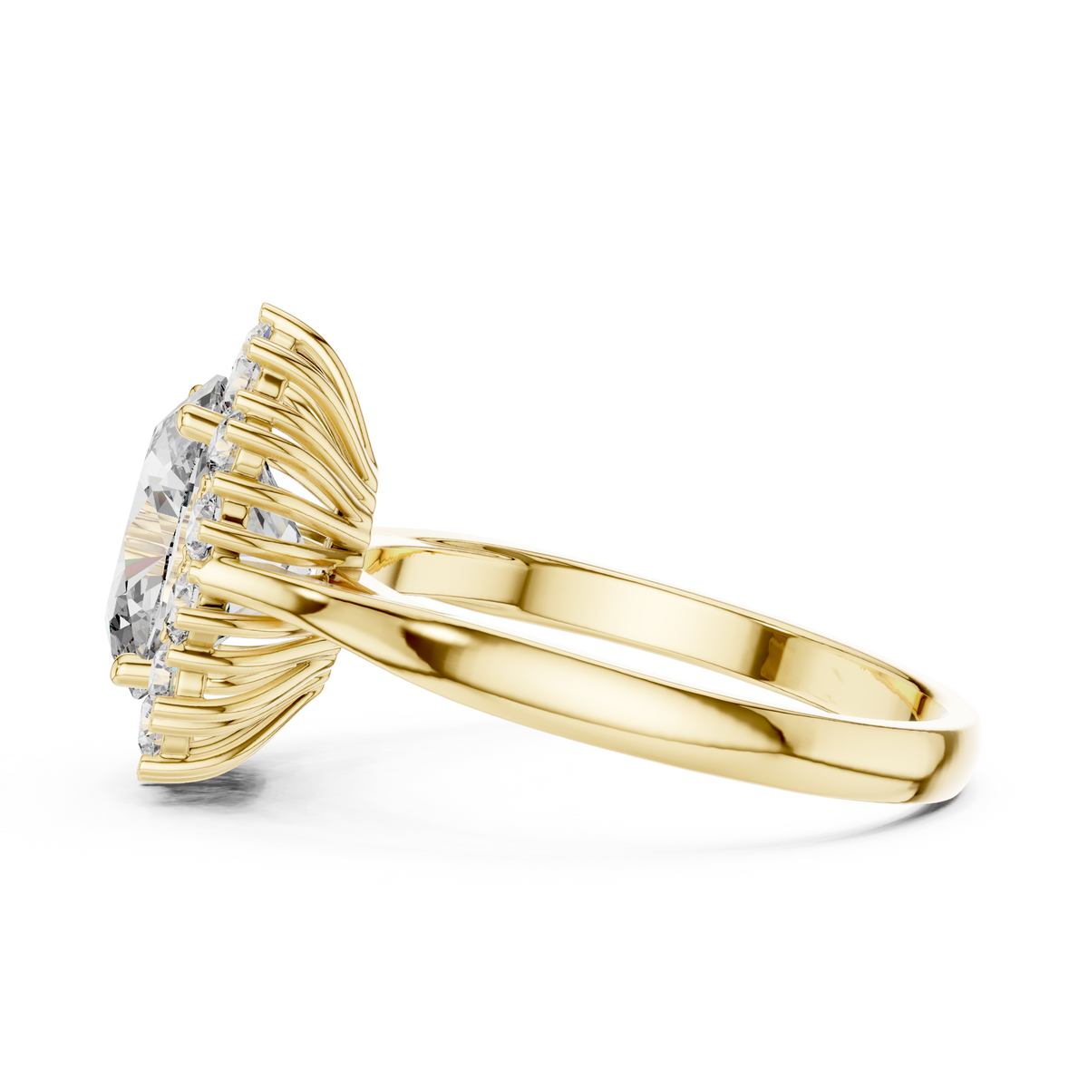 2.00 Ct Oval Floral Halo Lab Grown Diamond Solitaire Ring