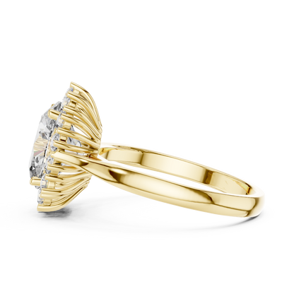 2.00 Ct Oval Floral Halo Lab Grown Diamond Solitaire Ring