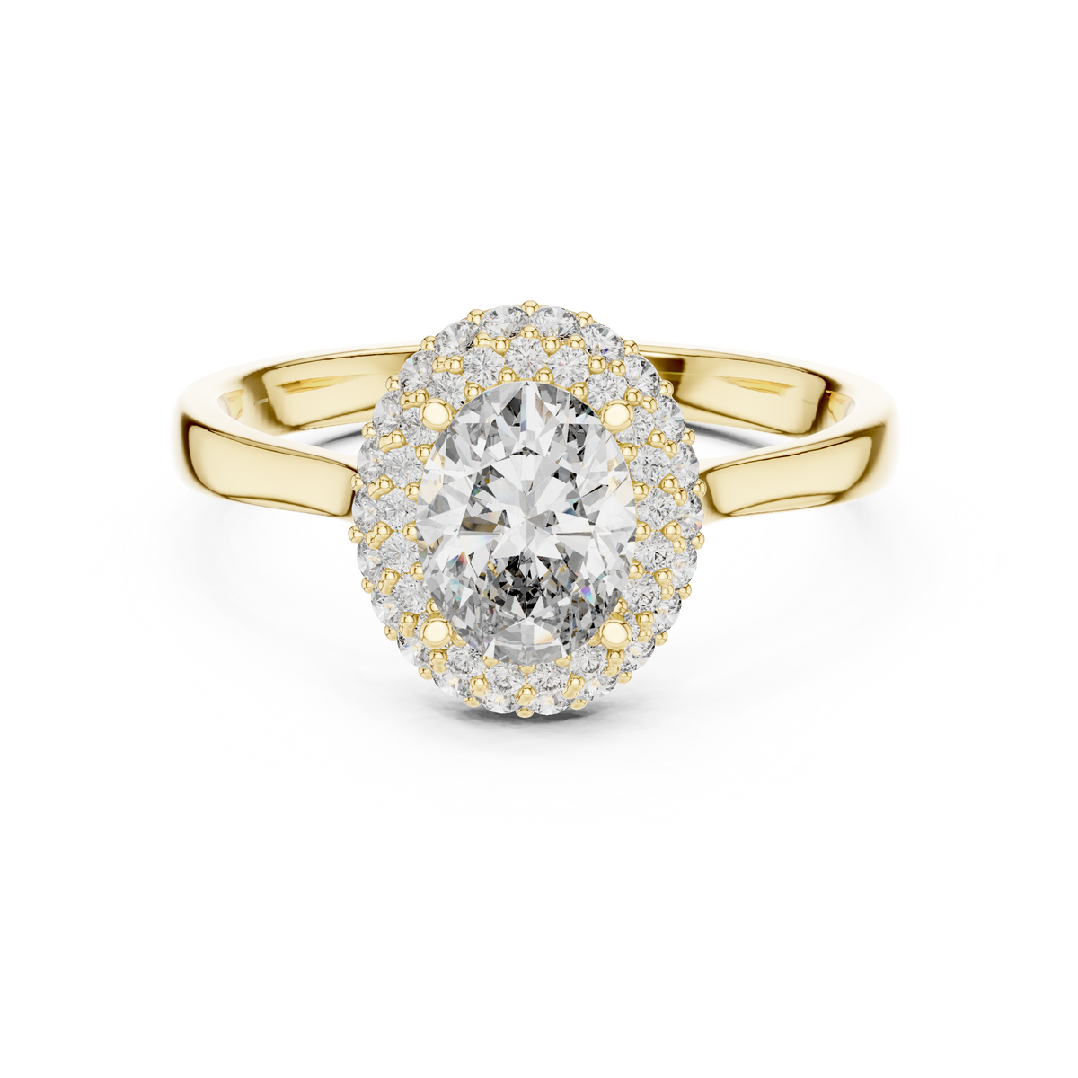 1.10 Ct Oval Double Halo Lab Grown Diamond Solitaire Ring
