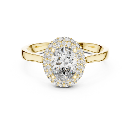 1.10 Ct Oval Double Halo Lab Grown Diamond Solitaire Ring