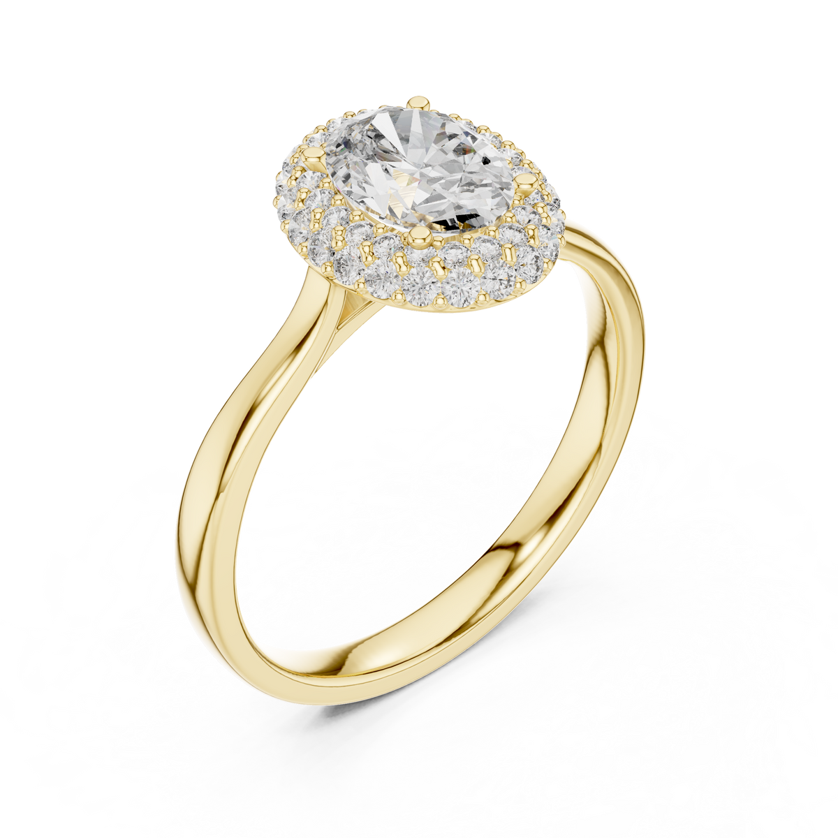 1.10 Ct Oval Double Halo Lab Grown Diamond Solitaire Ring