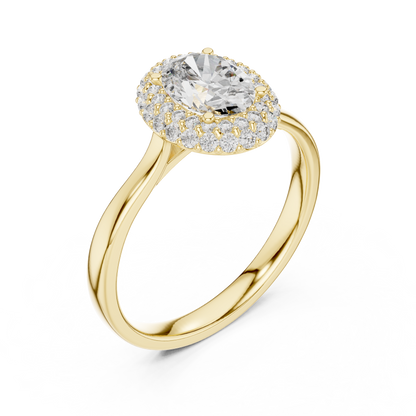 1.10 Ct Oval Double Halo Lab Grown Diamond Solitaire Ring