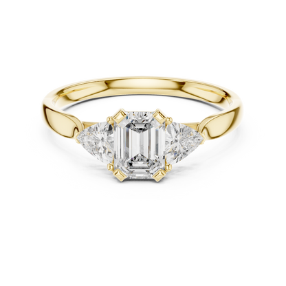 1.00 Ct Emerald-Trillion Cut Three-Stone Lab Grown Diamond Solitaire Ring