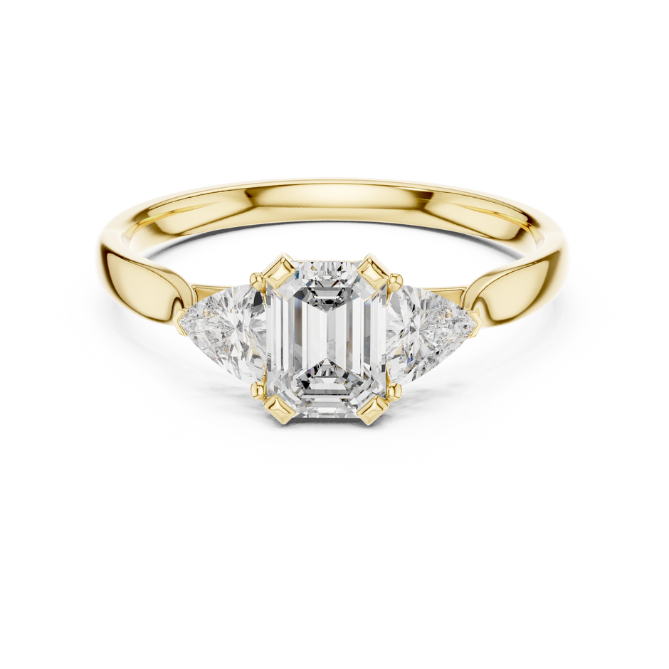 1.00 Ct Emerald-Trillion Cut Three-Stone Lab Grown Diamond Solitaire Ring