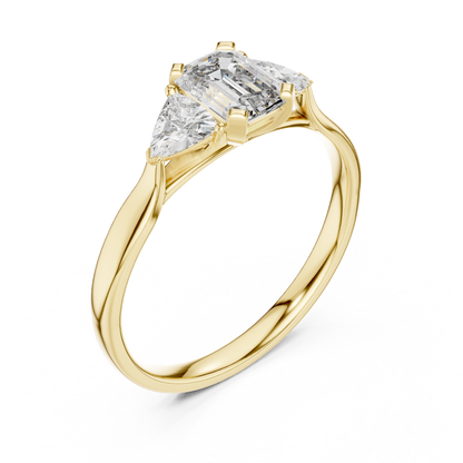 1.00 Ct Emerald-Trillion Cut Three-Stone Lab Grown Diamond Solitaire Ring