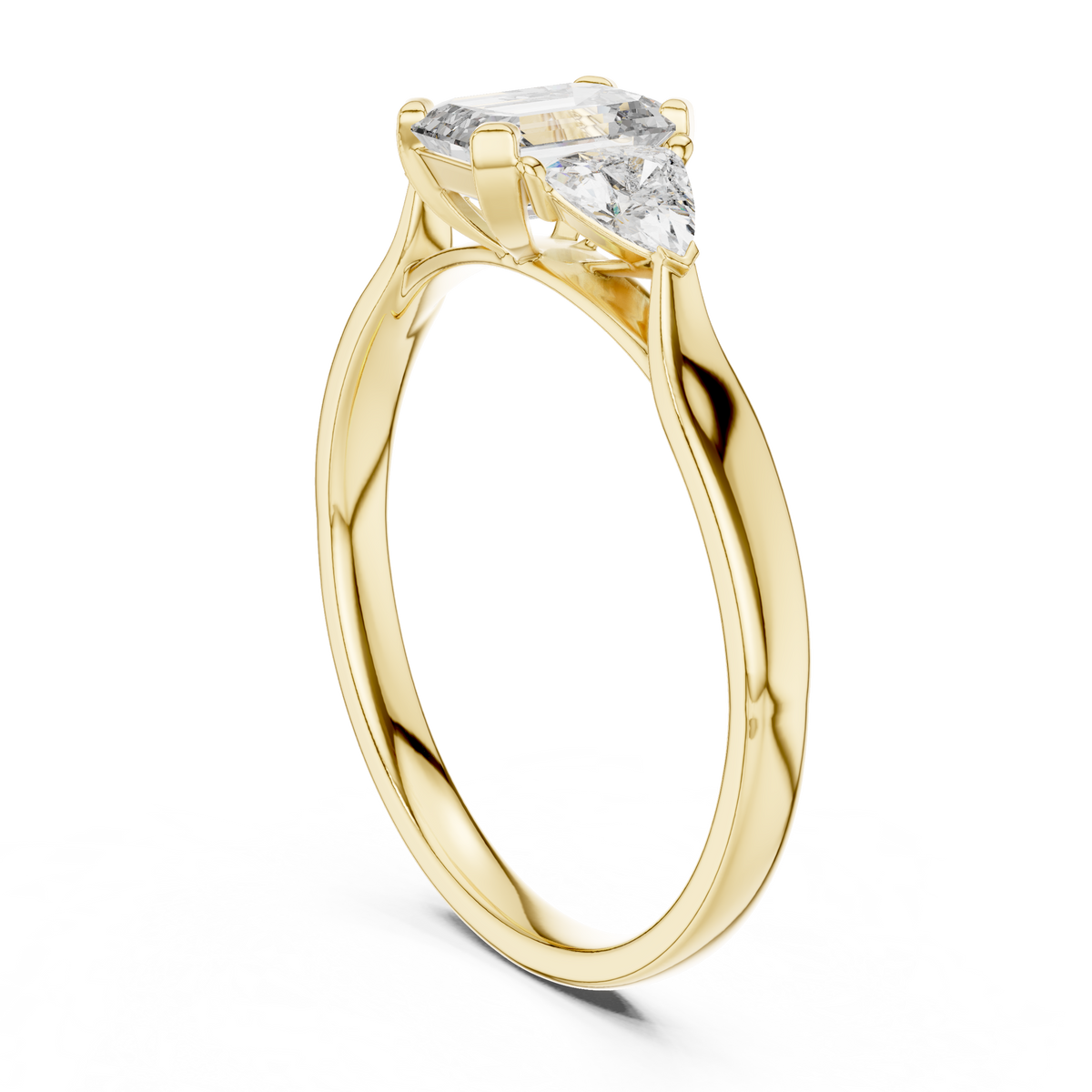 1.00 Ct Emerald-Trillion Cut Three-Stone Lab Grown Diamond Solitaire Ring