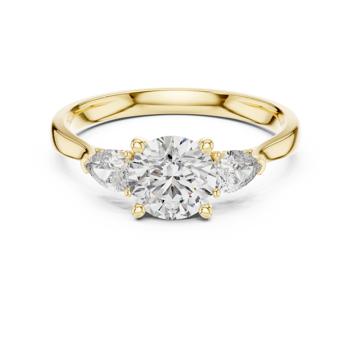 0.80 Ct Round Pear Three-Stone solitaire Lab Grown Diamond Solitaire Ring