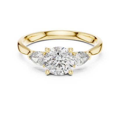 0.80 Ct Round Pear Three-Stone solitaire Lab Grown Diamond Solitaire Ring