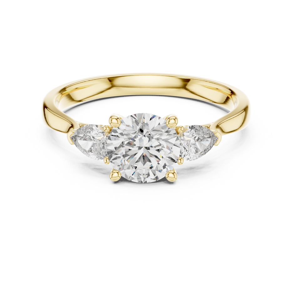 0.80 Ct Round Pear Three-Stone solitaire Lab Grown Diamond Solitaire Ring