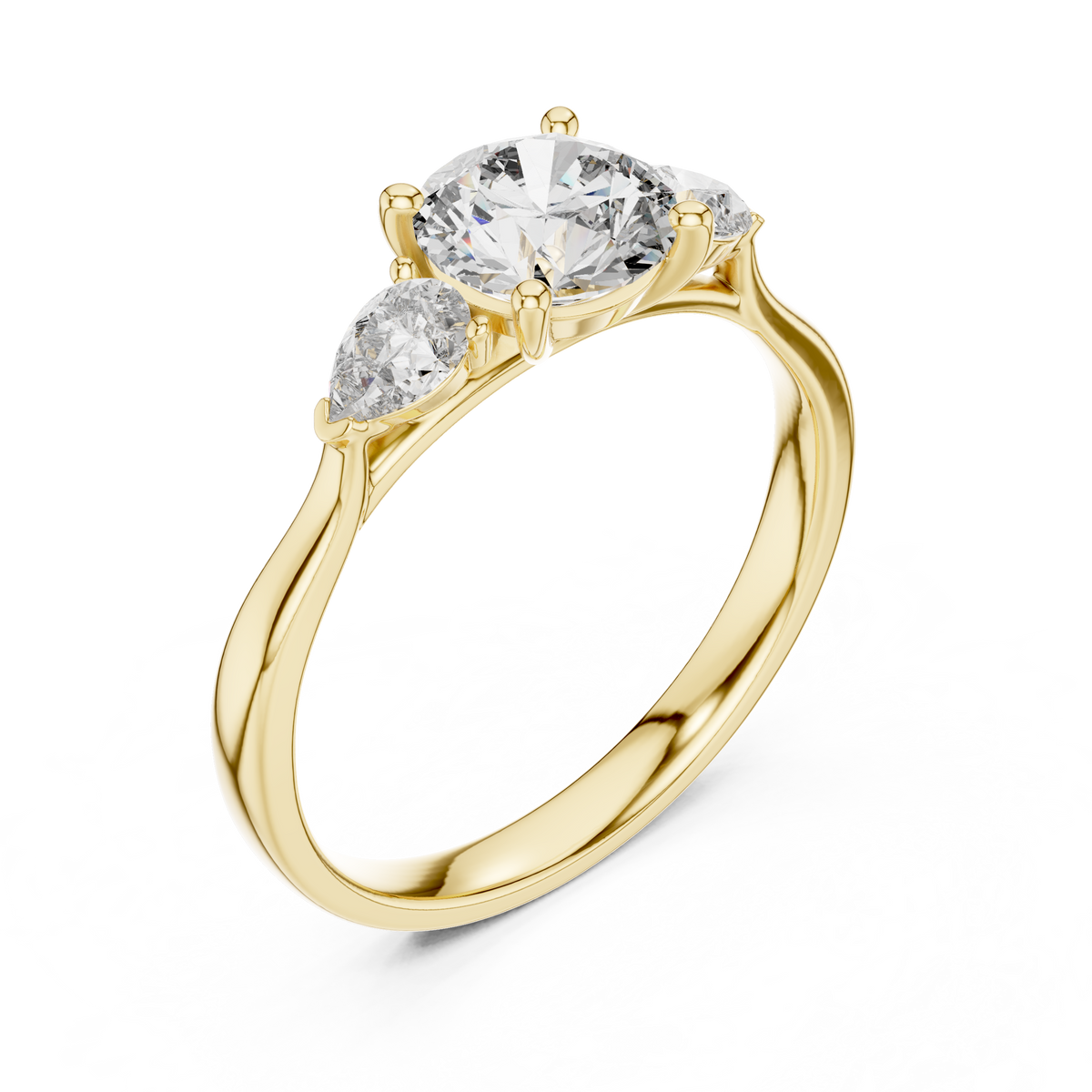 0.80 Ct Round Pear Three-Stone solitaire Lab Grown Diamond Solitaire Ring