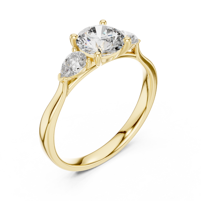 0.80 Ct Round Pear Three-Stone solitaire Lab Grown Diamond Solitaire Ring
