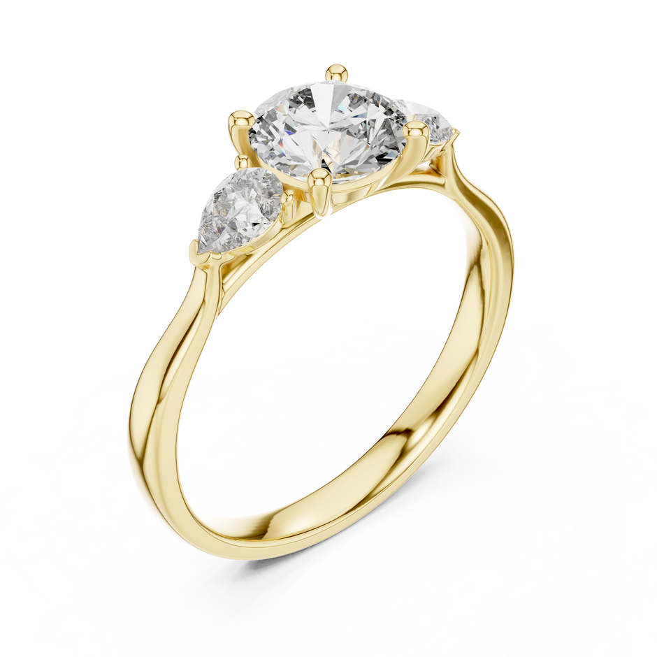 0.80 Ct Round Pear Three-Stone solitaire Lab Grown Diamond Solitaire Ring