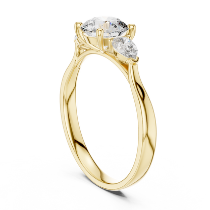 0.80 Ct Round Pear Three-Stone solitaire Lab Grown Diamond Solitaire Ring