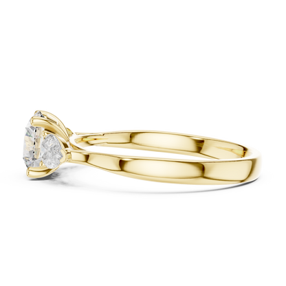 0.80 Ct Round Pear Three-Stone solitaire Lab Grown Diamond Solitaire Ring