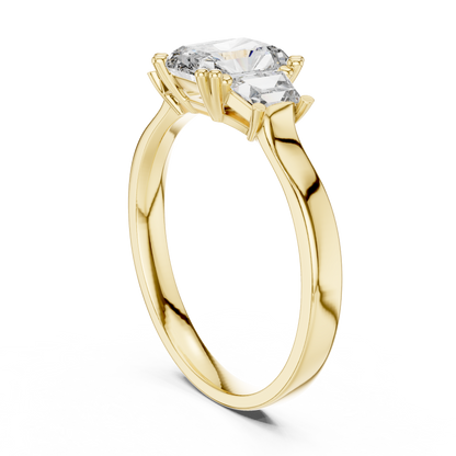 1.00 Ct Radiant Cut Baguette Three-Stone Lab Grown Diamond Solitaire Ring