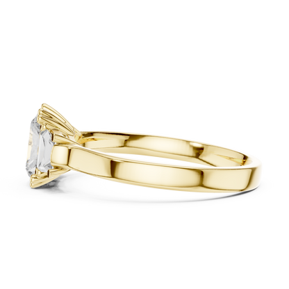 1.00 Ct Radiant Cut Baguette Three-Stone Lab Grown Diamond Solitaire Ring