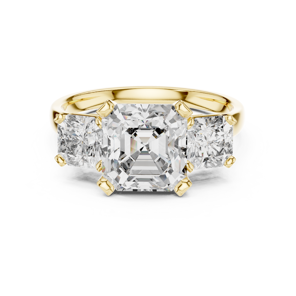 2.75 Ct Asscher-Radiant Cut Three-Stone Lab Grown Diamond Solitaire Ring