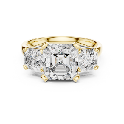 2.75 Ct Asscher-Radiant Cut Three-Stone Lab Grown Diamond Solitaire Ring