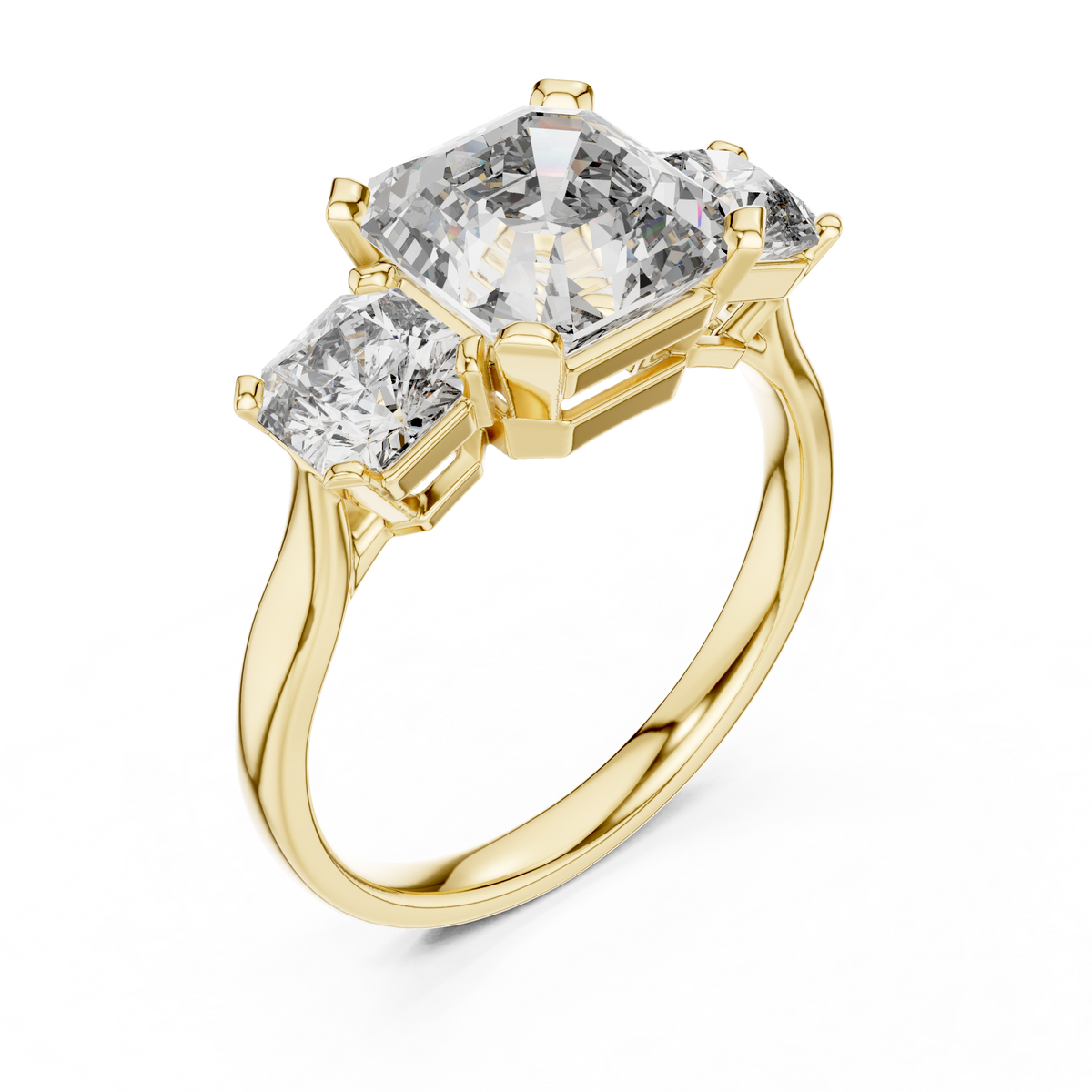 2.75 Ct Asscher-Radiant Cut Three-Stone Lab Grown Diamond Solitaire Ring