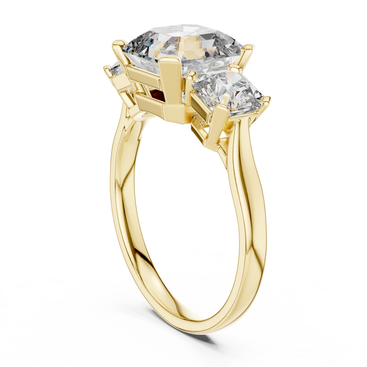 2.75 Ct Asscher-Radiant Cut Three-Stone Lab Grown Diamond Solitaire Ring