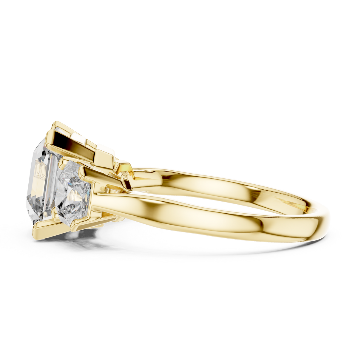 2.75 Ct Asscher-Radiant Cut Three-Stone Lab Grown Diamond Solitaire Ring