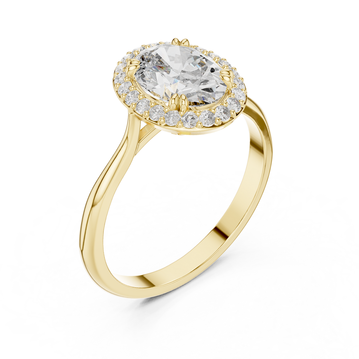 1.25 Ct Oval Halo Lab Grown Diamond Solitaire Ring